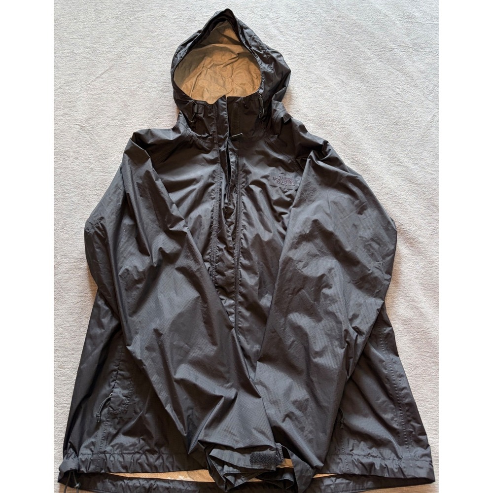 The North Face Womens Venture 2 Rain Jacket Grey Ripstop Hooded Shell Medium